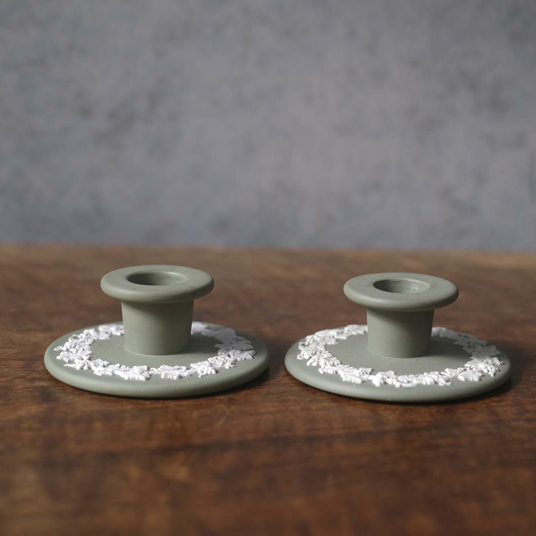 ィンテージ WEDGWOODジャスパー プレート ウェッジウッド イギリス 珍しい緑色 キャンドルスタンド1