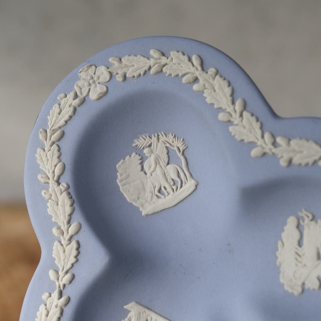 ヴィンテージ WEDGWOODジャスパー プレート ストーンウェア クローバー型 イギリス4