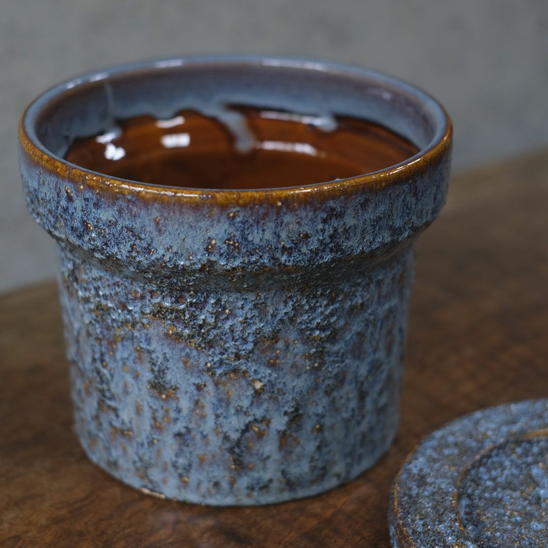 童話の鉢植えシリーズ 陶器のプランター&受け皿セット 青L5