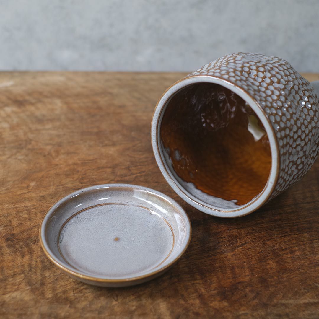 童話の鉢植えシリーズ 陶器のプランター&受け皿セット 3本足 グレー4