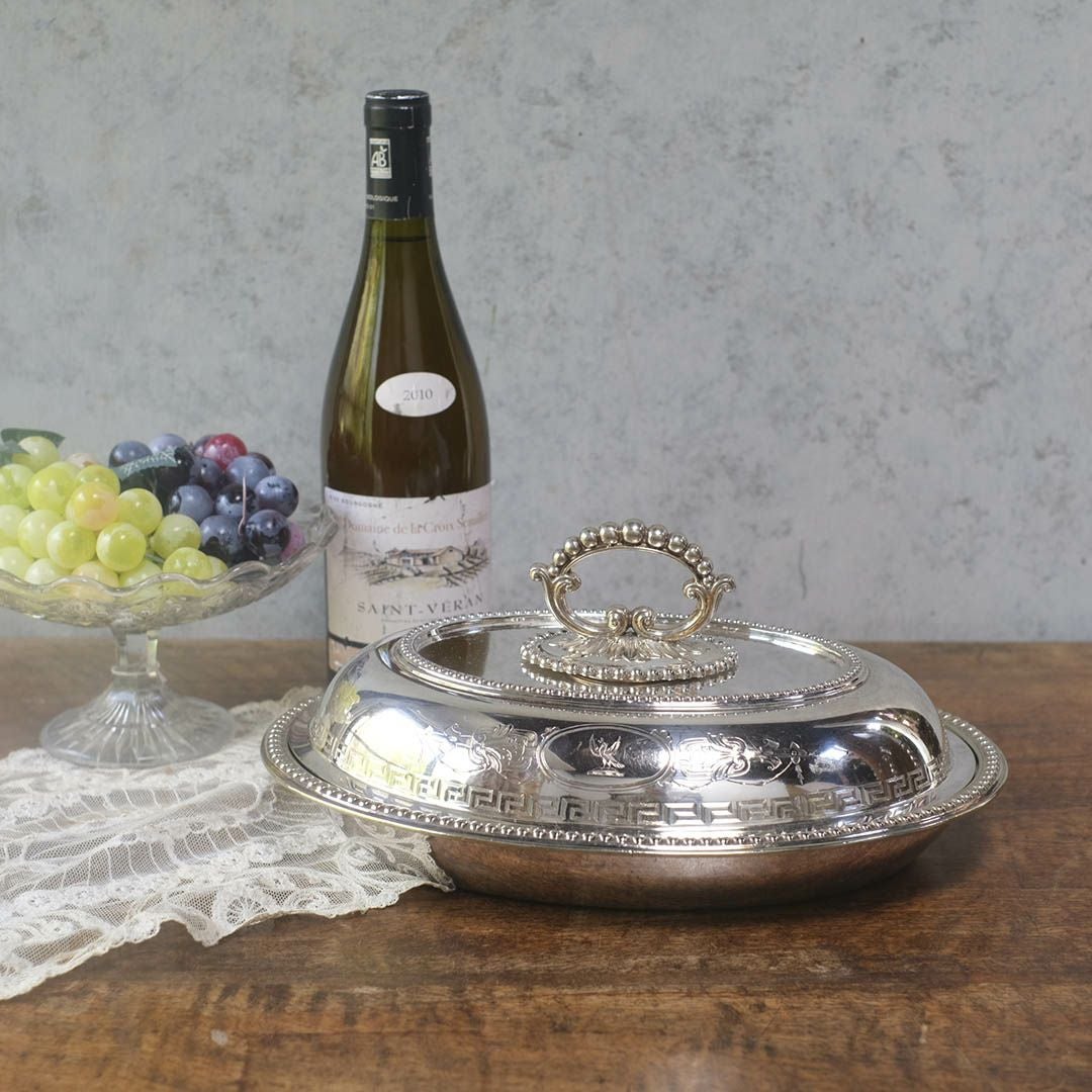 アンティーク アントレディッシュ シルバープレート 蓋付きディッシュ