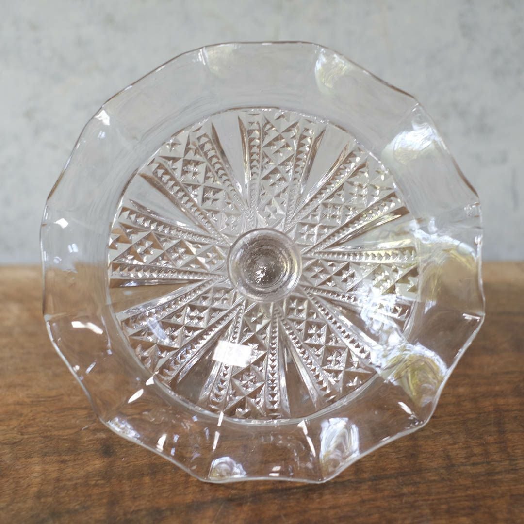 アンティーク ガラスケーキトレイスタンド イギリス フリルガラスコンポート3