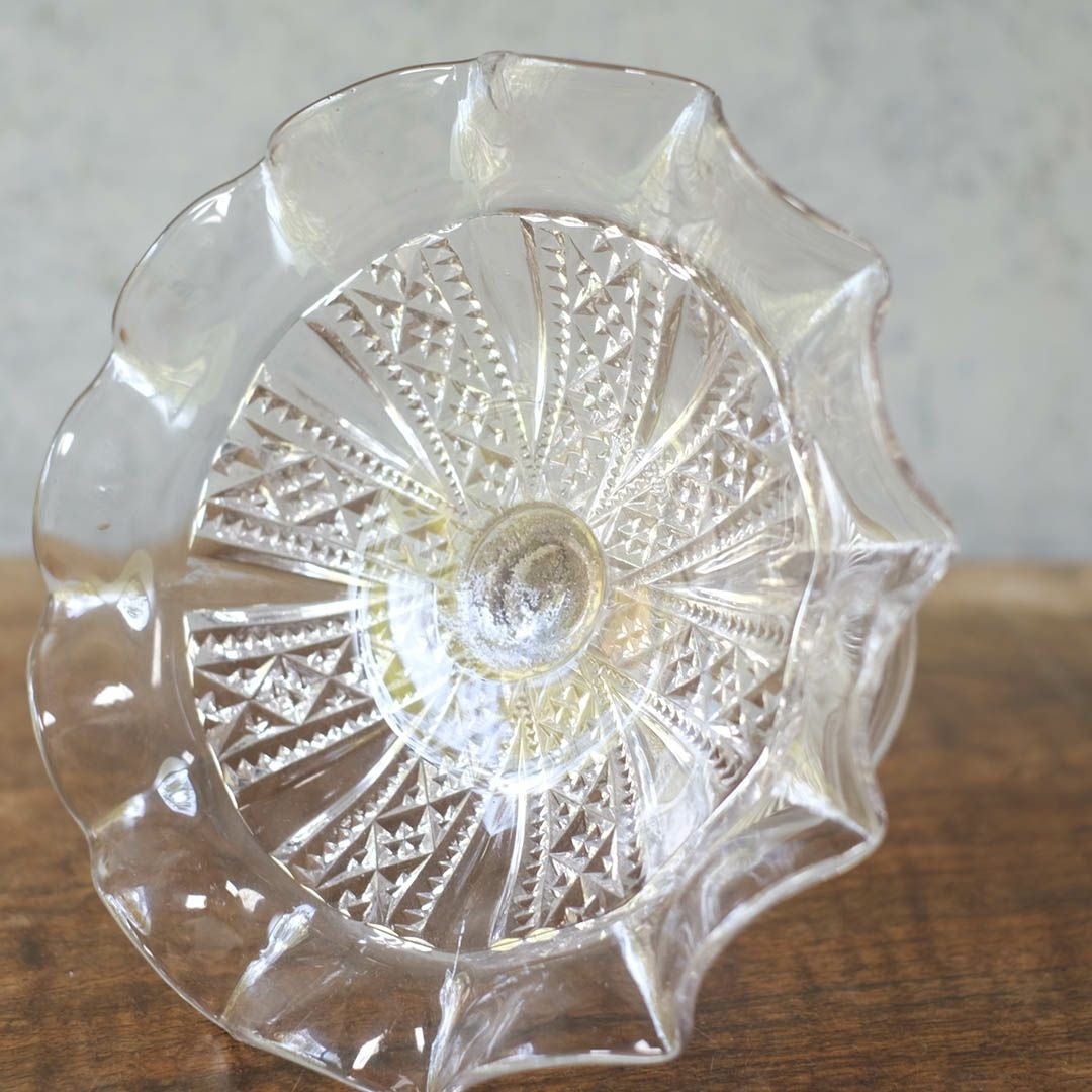 アンティーク ガラスケーキトレイスタンド イギリス フリルガラスコンポート4