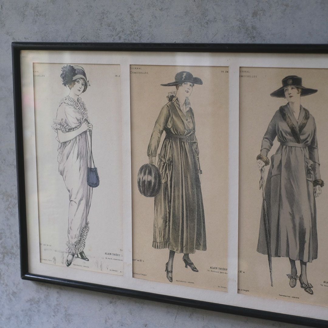 アンティーク リトグラフピクチャー ファッション フランス絵3