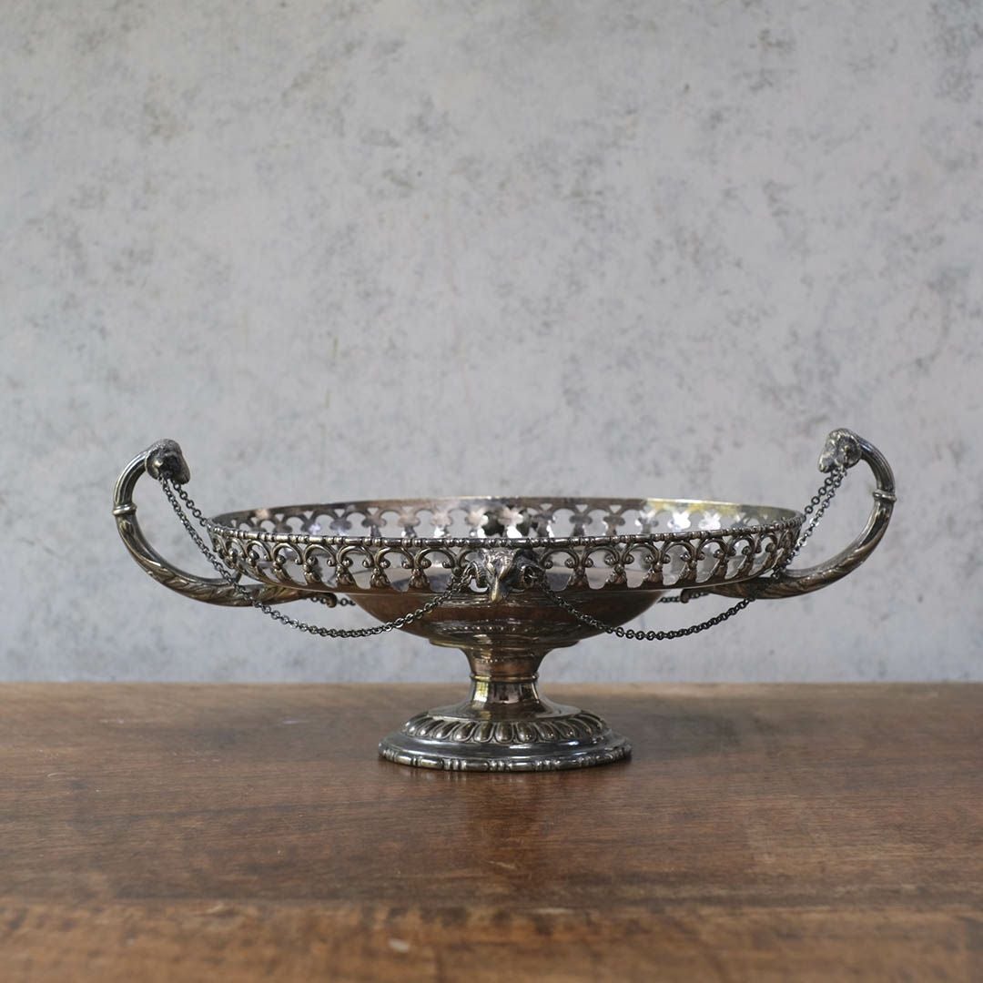 アンティークのシルバープレート コンポート 脚付きセンターピース フルーツバスケット 銀メッキ イギリス2