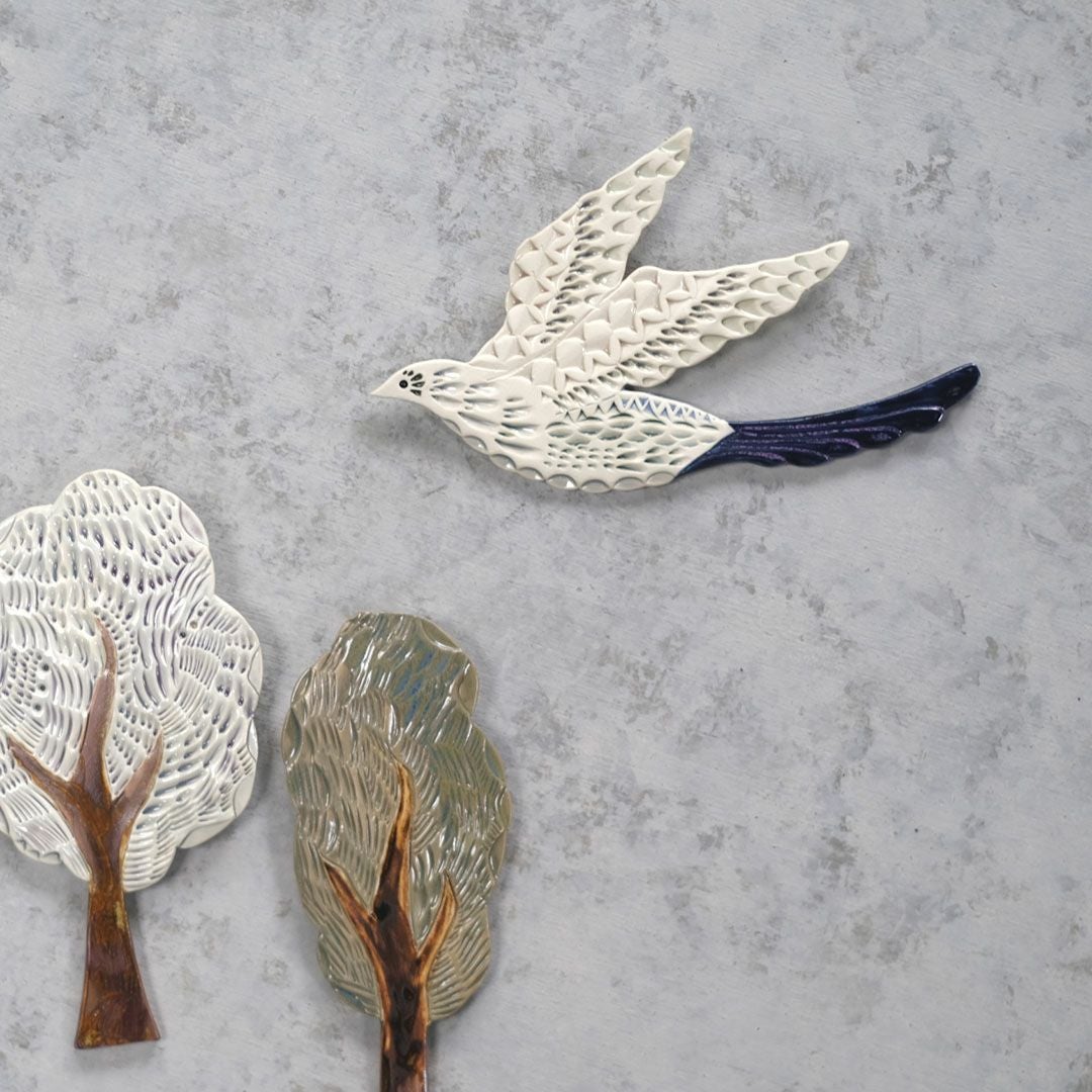 陶器の鳥のアートオブジェ Pottery studio K 日本人作家 オナガドリ5