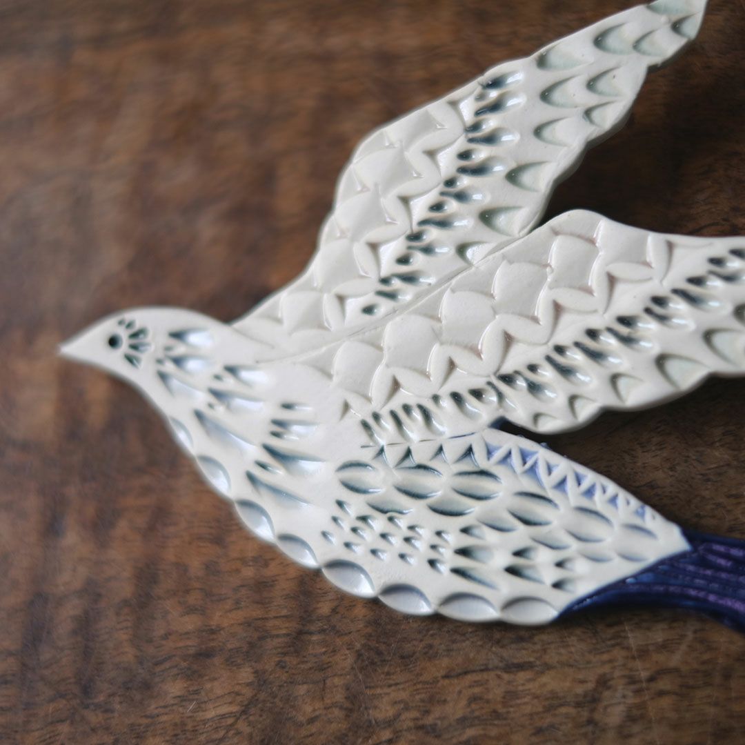 陶器の鳥のアートオブジェ Pottery studio K 日本人作家 オナガドリ7