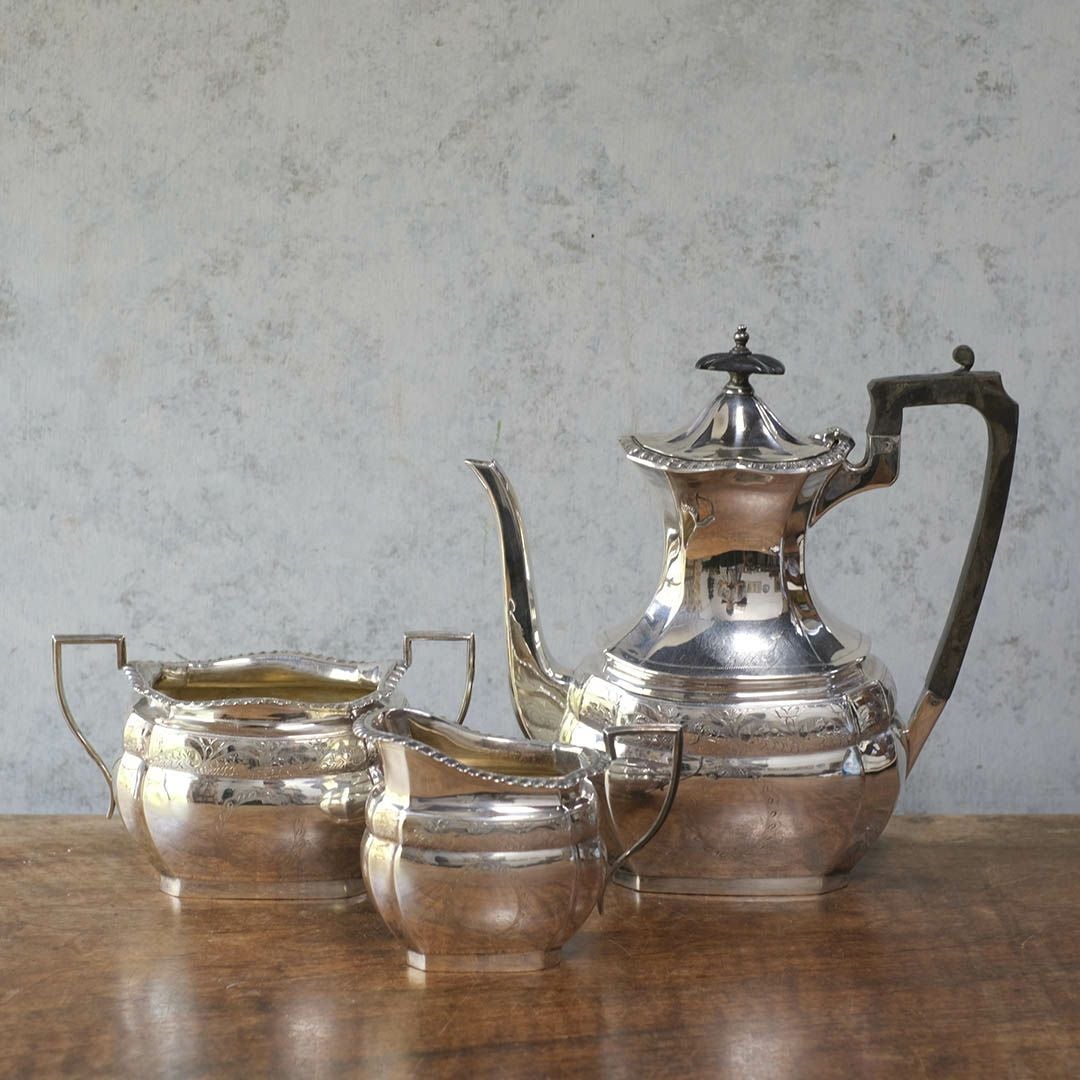 アンティークティーポットセット エドワーディアンリボン ティーサービス ウォーカーアンドホール W&H イギリス