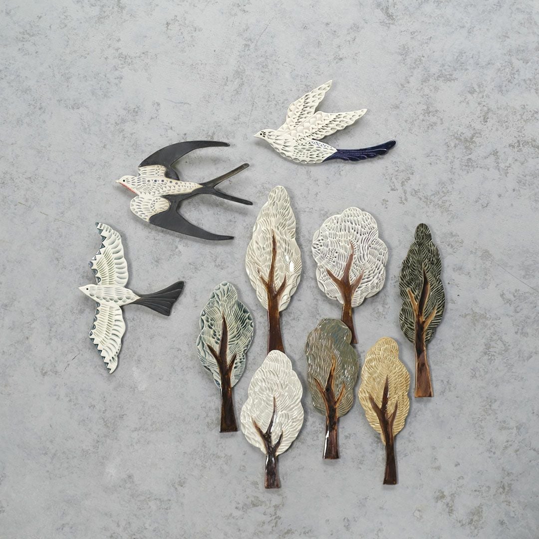 陶器の鳥のアートオブジェ Pottery studio K 日本人作家 羽ばたく鳥