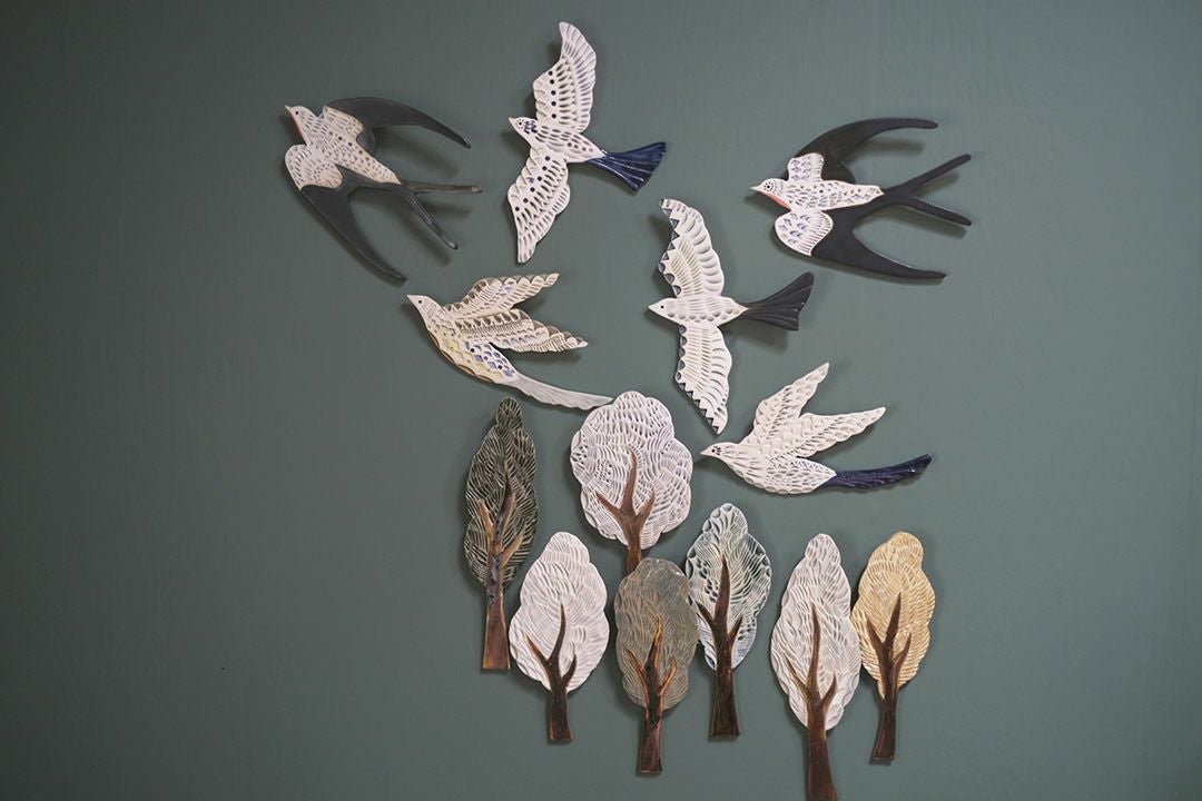 陶器の鳥のアートオブジェ Pottery studio K 日本人作家 羽ばたく鳥11