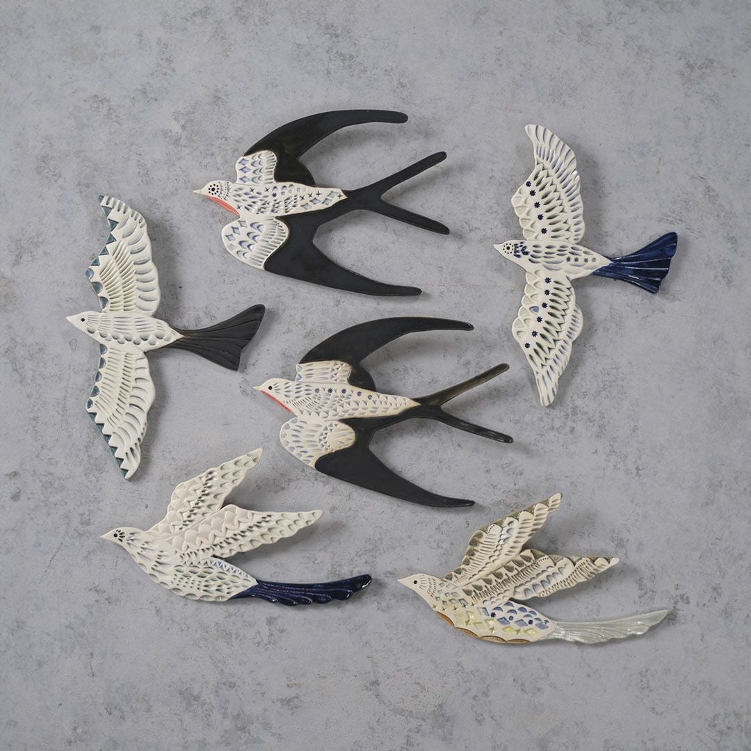 陶器の鳥のアートオブジェ Pottery studio K 日本人作家 羽ばたく鳥12