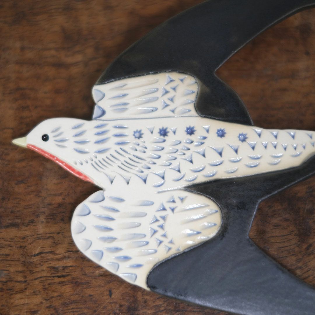 陶器の鳥のアートオブジェ Pottery studio K 日本人作家 燕7