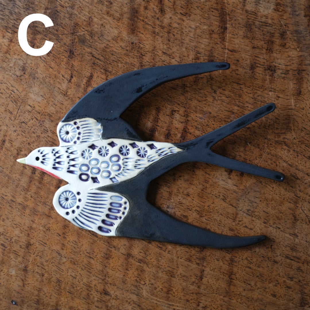 陶器の鳥のアートオブジェ Pottery studio K 日本人作家 燕8