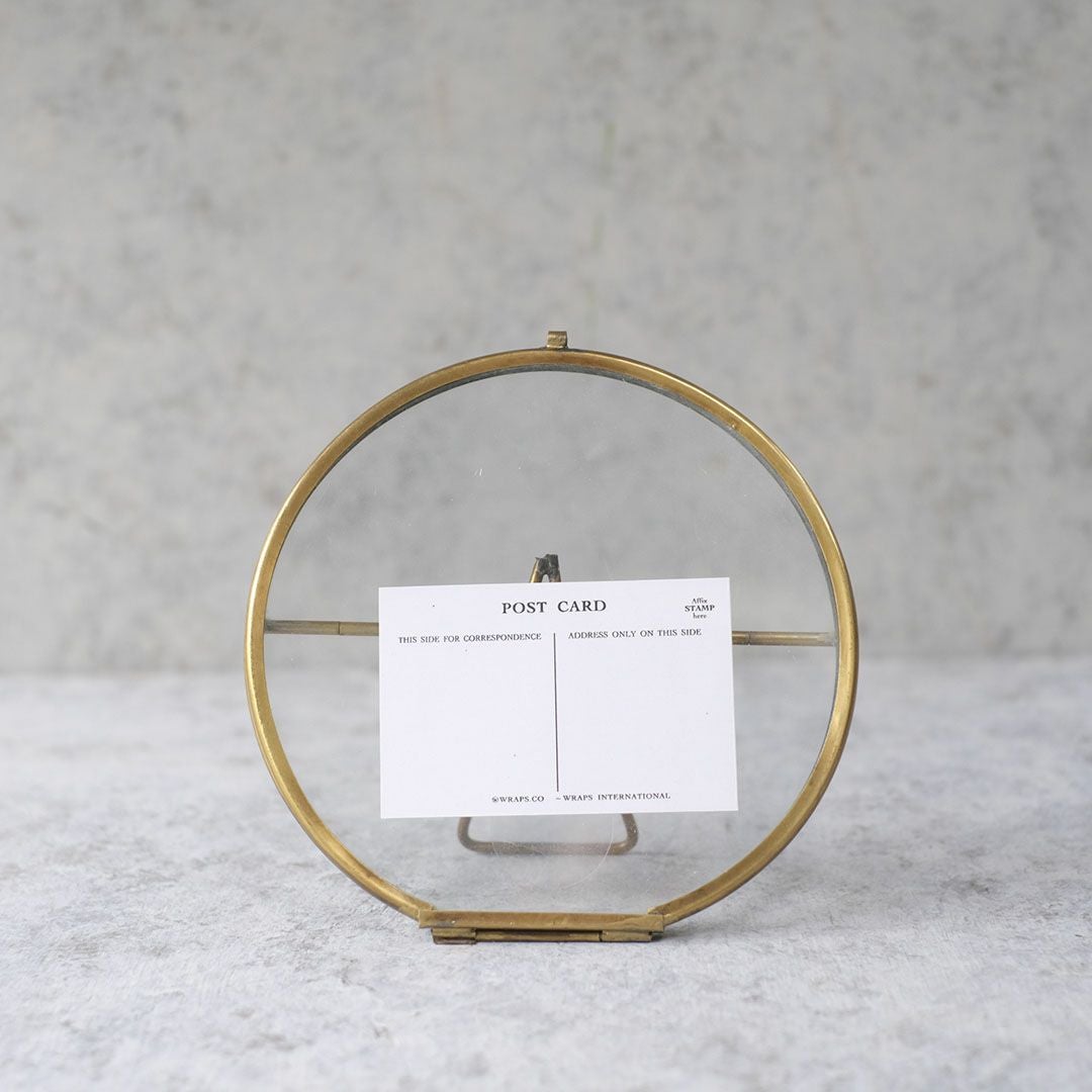 丸型ガラスのアンティークフォトフレーム 真鍮製