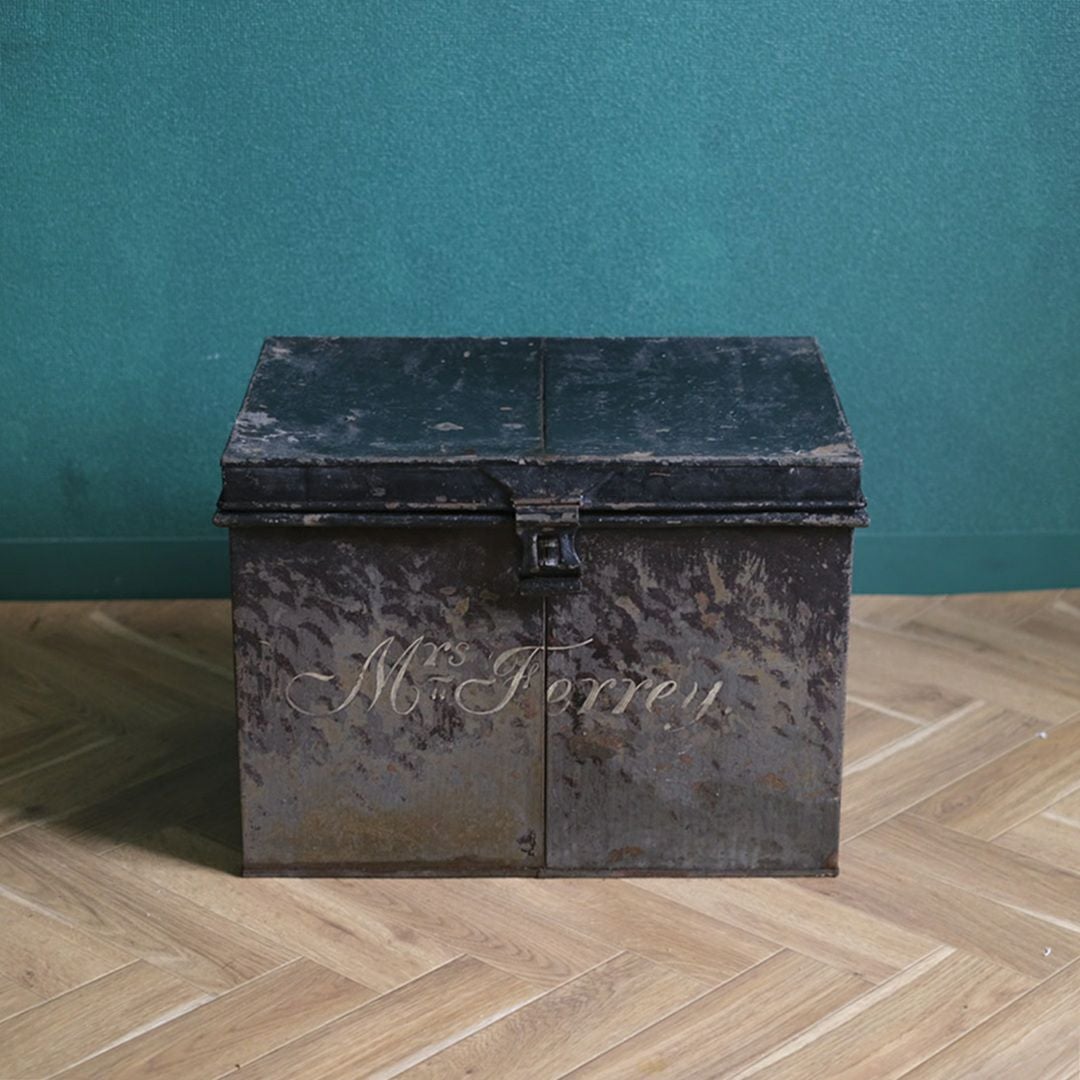 アンティークブリキボックス イギリス 蓋付収納箱2