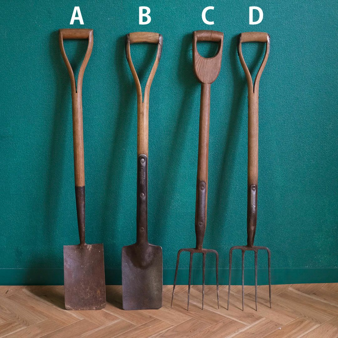 アンティークスコップ フラットブレード 英国製 ヴィンテージ農具