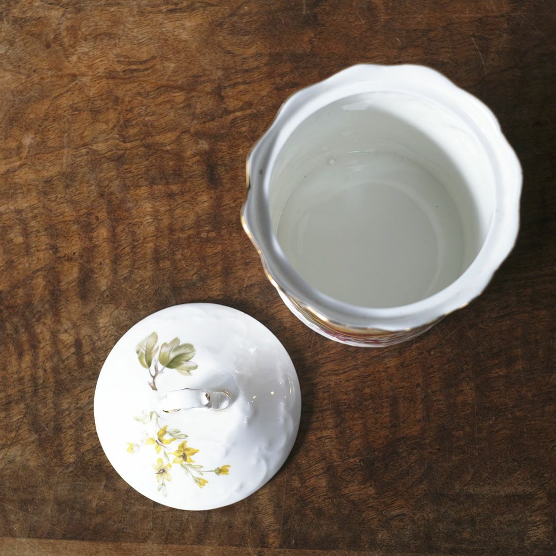 アンティーク 陶器キャニスター 蓋付き フルーツ＆フラワー 1900年頃 イギリス7