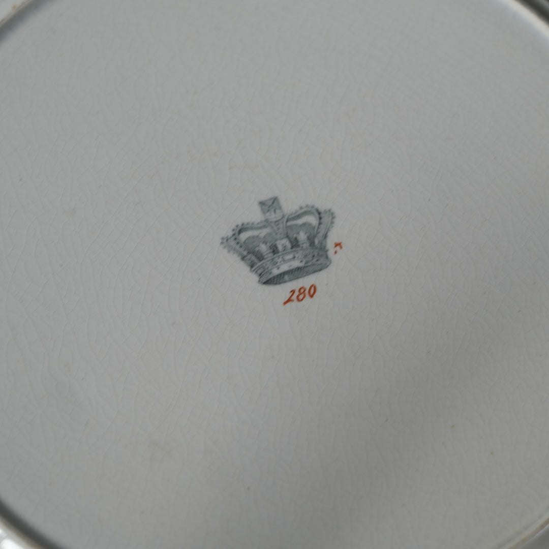 アンティークプレート　フローラルガーランド　緑縁 花籠文様 19世紀後半　イギリス 11