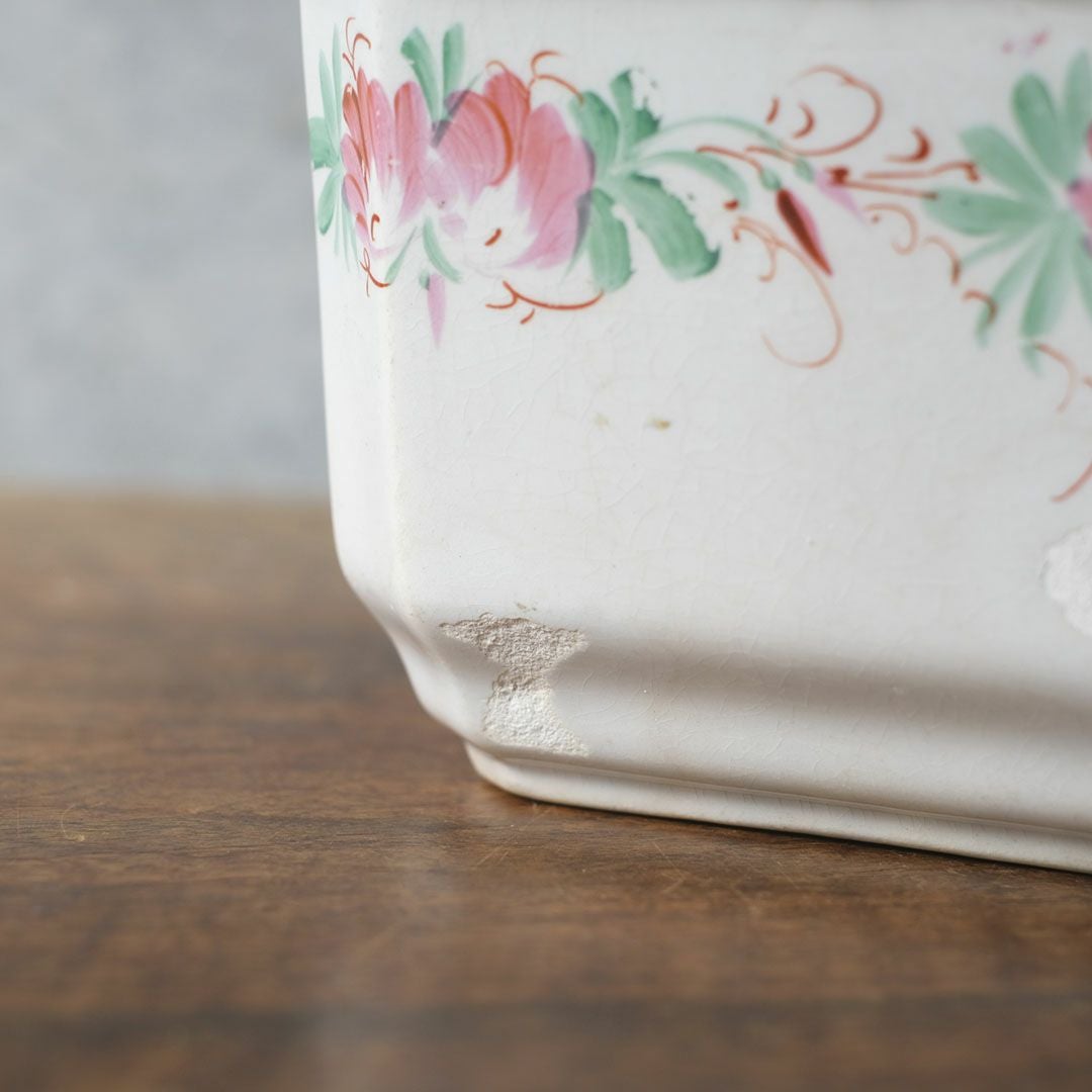 アンティーク シュガーポット 陶器　花模様 Choisy-le-Roi ショワジールロワ 1800年代後半フランス8