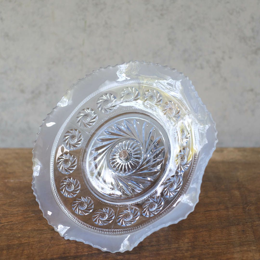 ヴィンテージケーキスタンド ガラスコンポート 青いガラス イギリス5