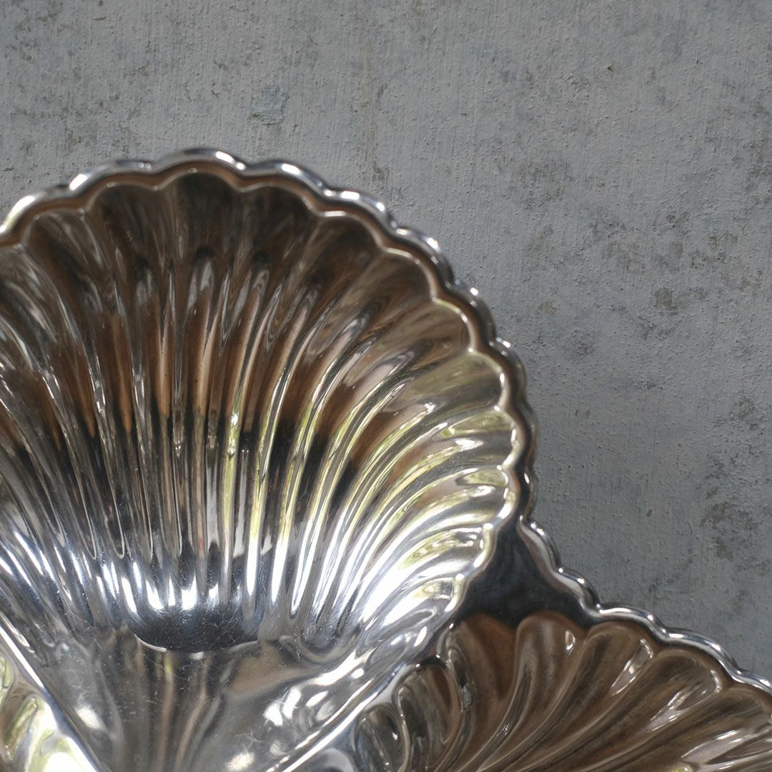 アンティーク シェルモチーフ　トリプルディッシュ シルバープレート イギリス製8