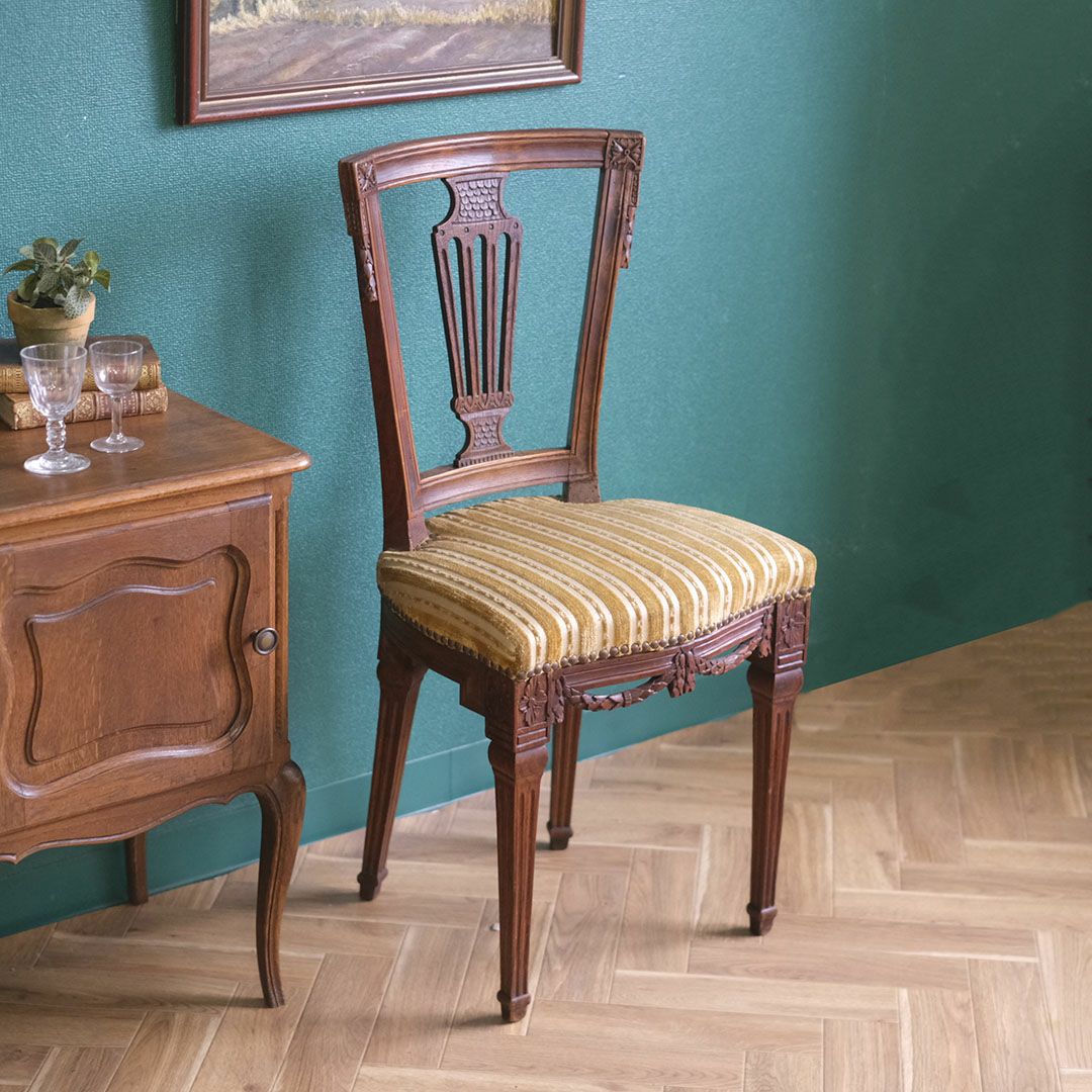 アンティークチェア/ルイ16世様式 フランス カービングの素敵な椅子/アンティーク家具2