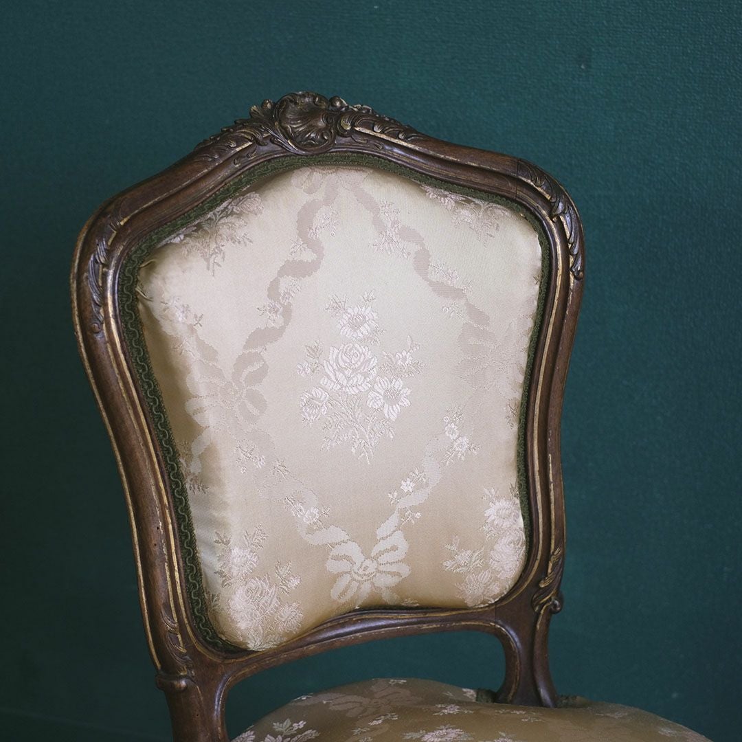 アンティークチェア ルイ15世様式 フランス シルクシート 椅子 アンティーク家具8