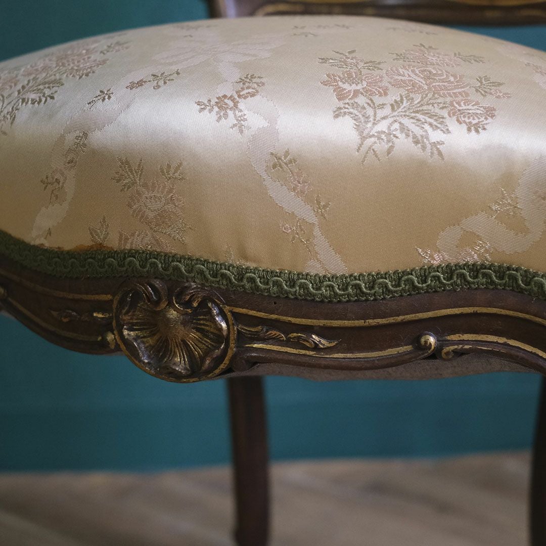 アンティークチェア ルイ15世様式 フランス シルクシート 椅子 アンティーク家具11