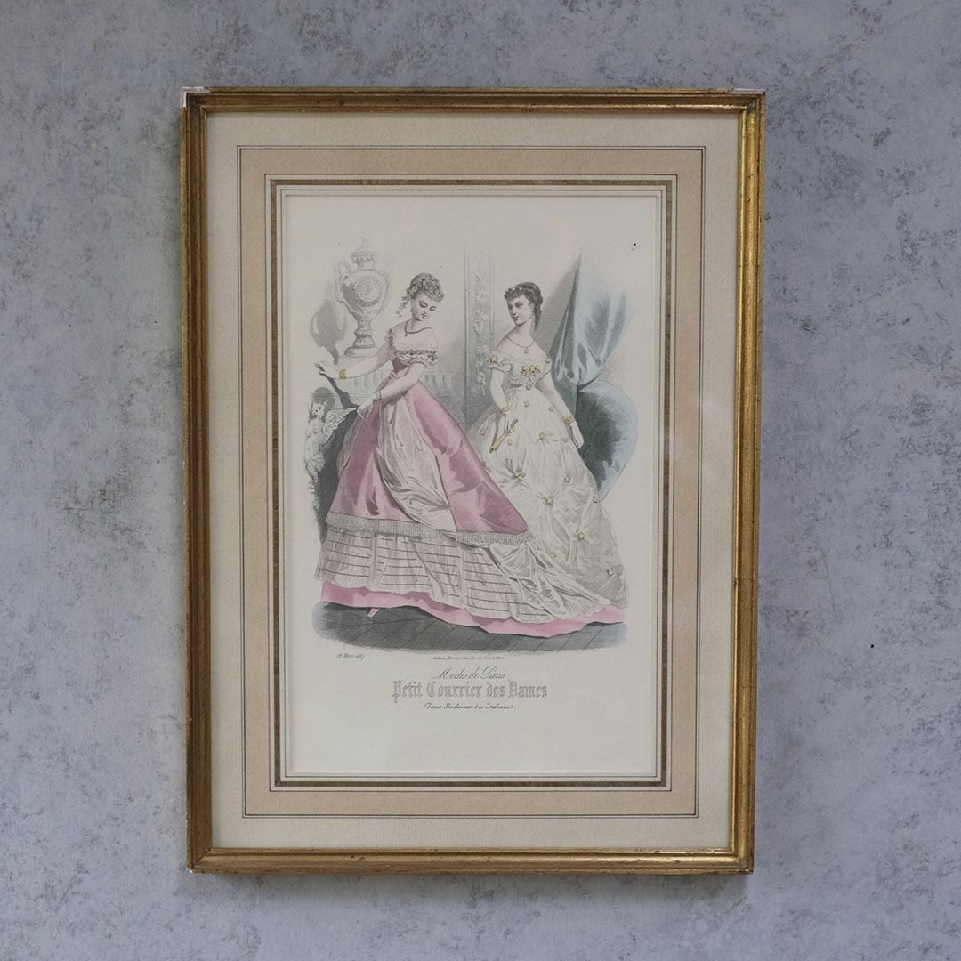 アンティーク リトグラフ フランス ファッション画 絵1