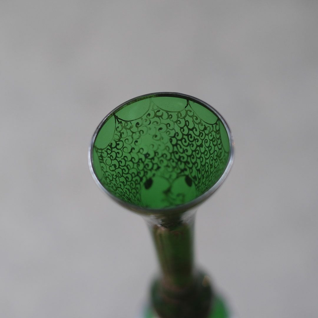 アンティークフラワーベース 花瓶 一輪挿し 緑のガラス イタリア5