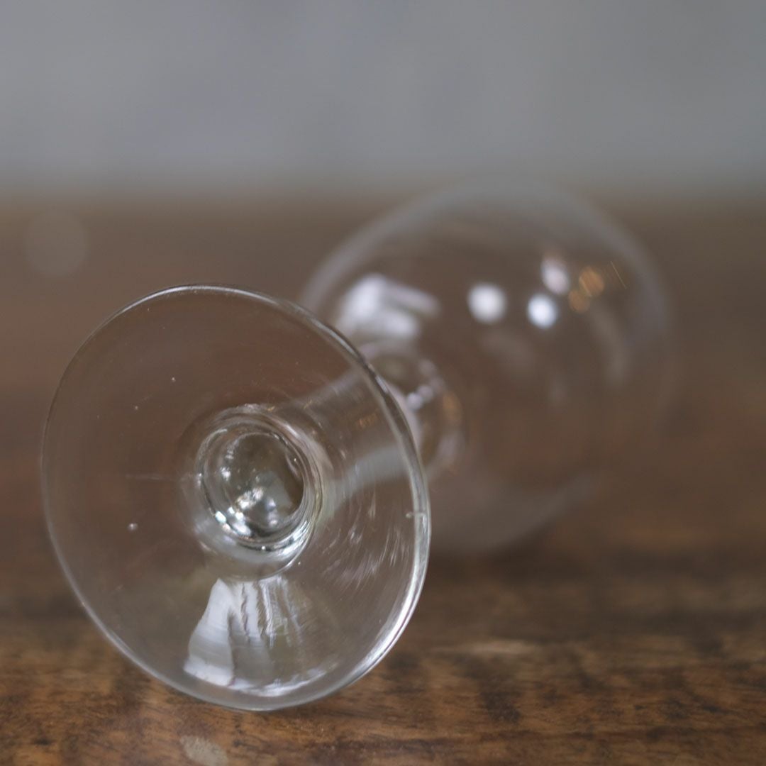 アンティークビストログラス フランス 吹きガラスの足付きグラス6