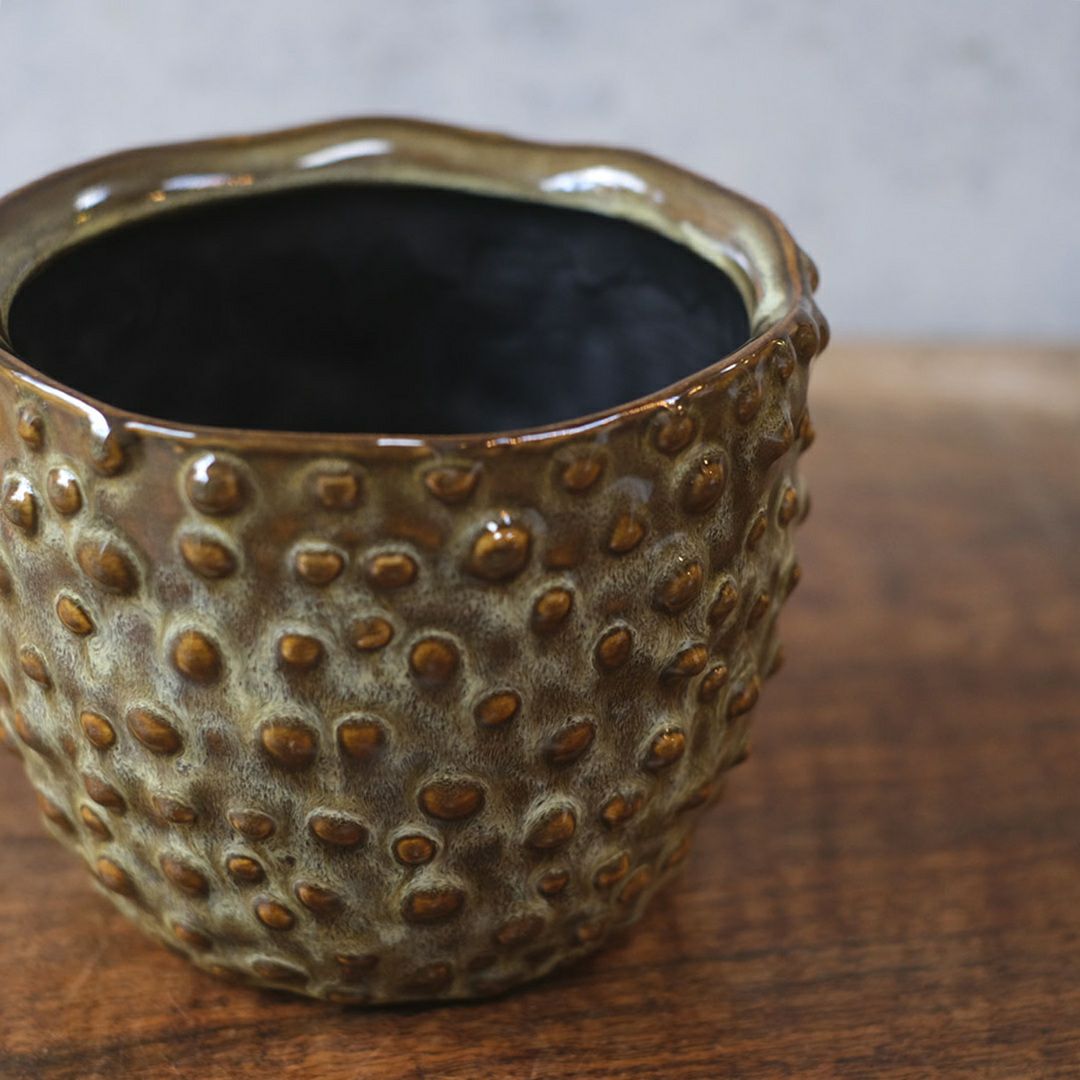 童話の鉢植えシリーズ 陶器のプランター ドットグレイズポット2