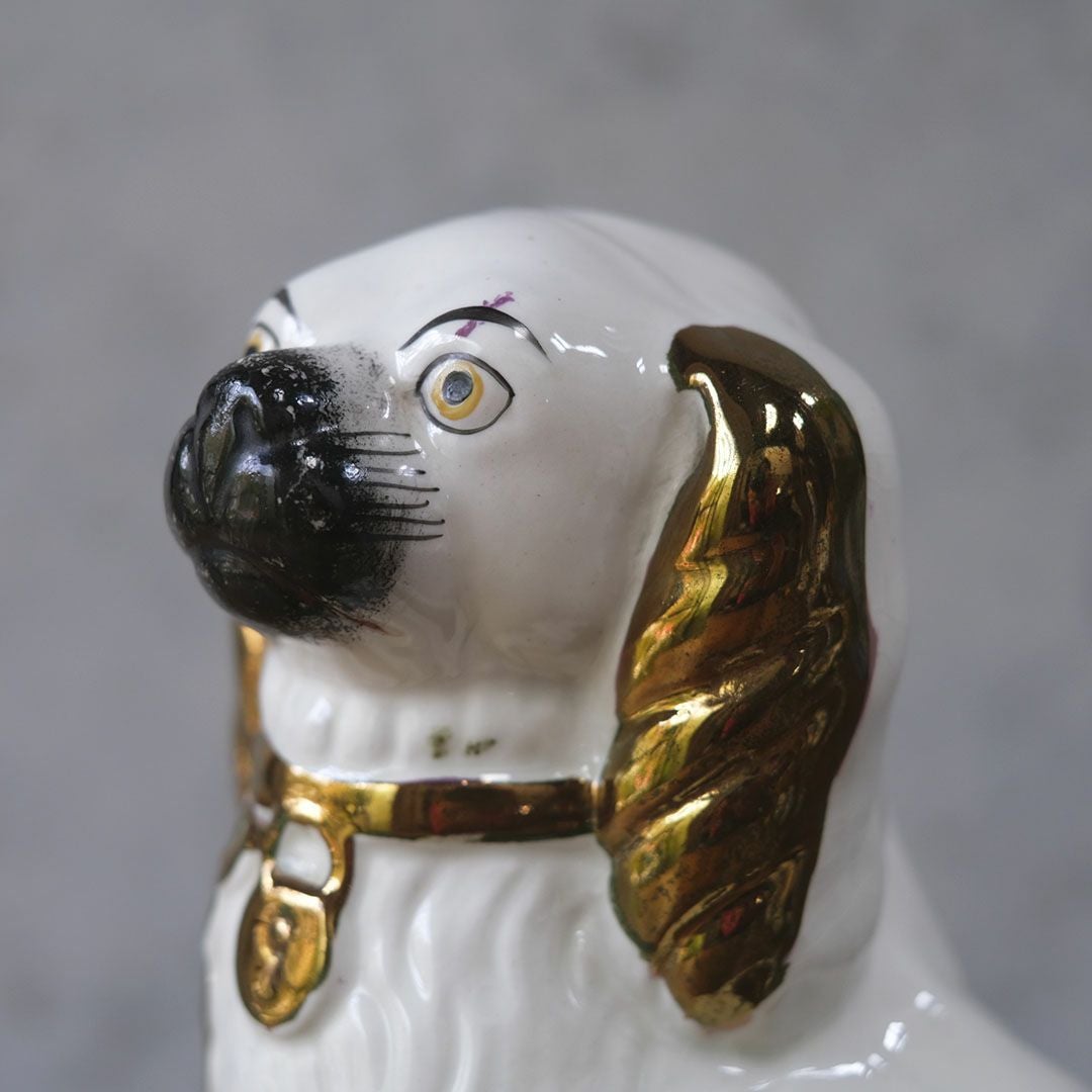 アンティークスタッフォードシャードッグ イギリス 陶器の犬の置物6