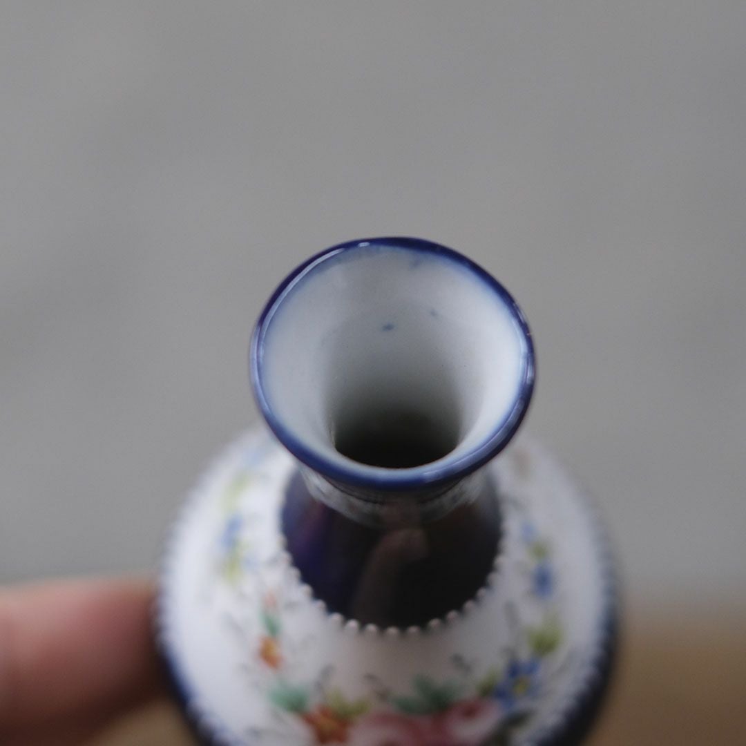 アンティークフラワーベース 一輪挿し 小さな花瓶 陶器 花モチーフ イギリス5