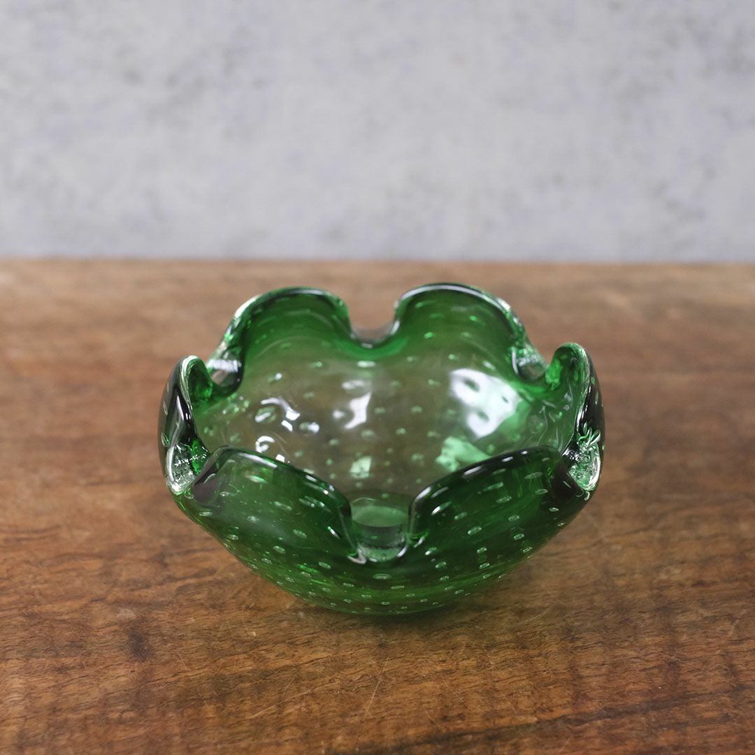 ヴィンテージムラーノガラスオブジェ MURANO ボウル 緑 灰皿 イタリア5