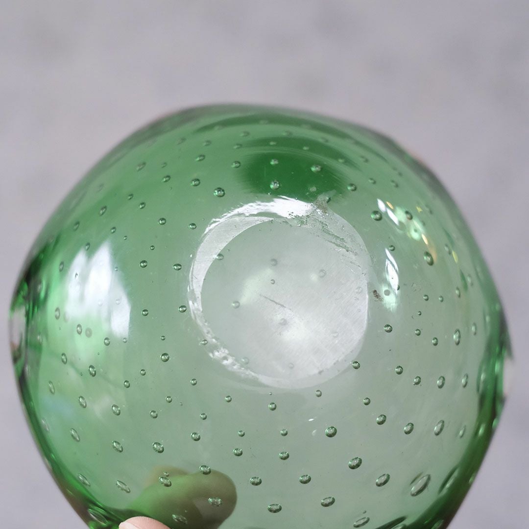 ヴィンテージムラーノガラスオブジェ MURANO ボウル 緑 灰皿 イタリア7
