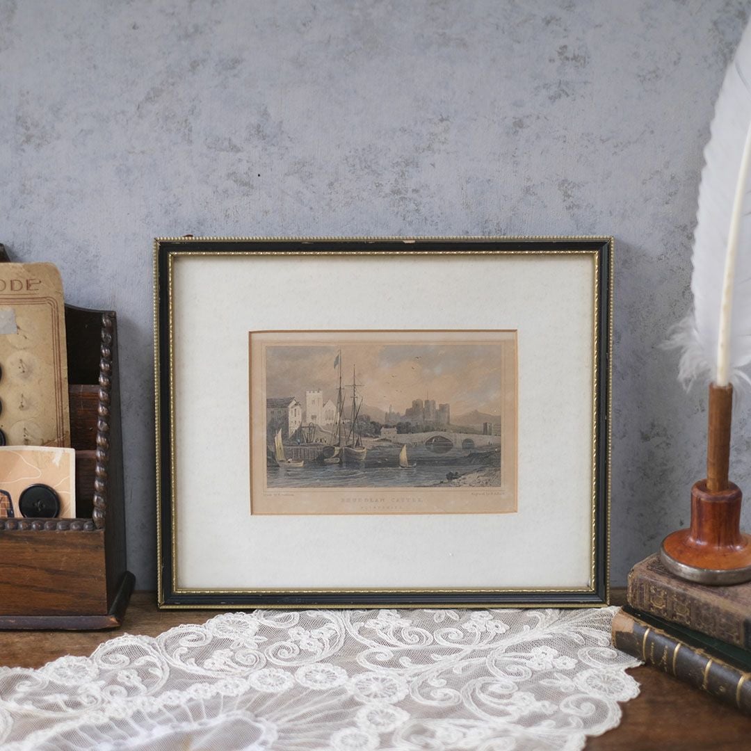 アンティーク リトグラフピクチャー イギリス 風景 石版画1