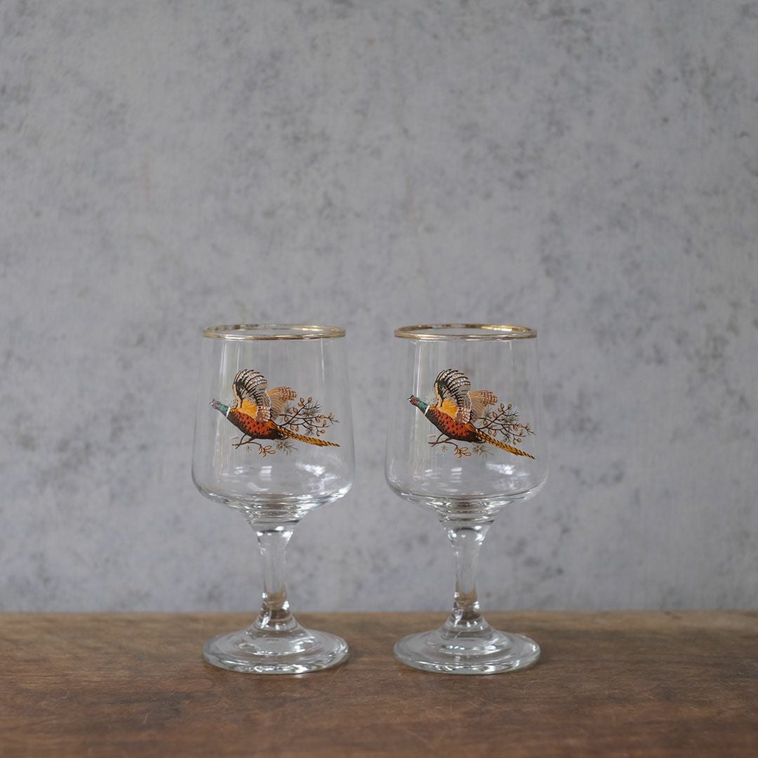 金彩付き ハンドペイント ワイングラスヴィンテージ テーブルウェア