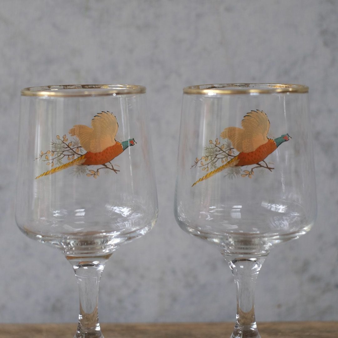 クラシックデザイン ヴィンテージ ワイングラス ハンドペイント ペア