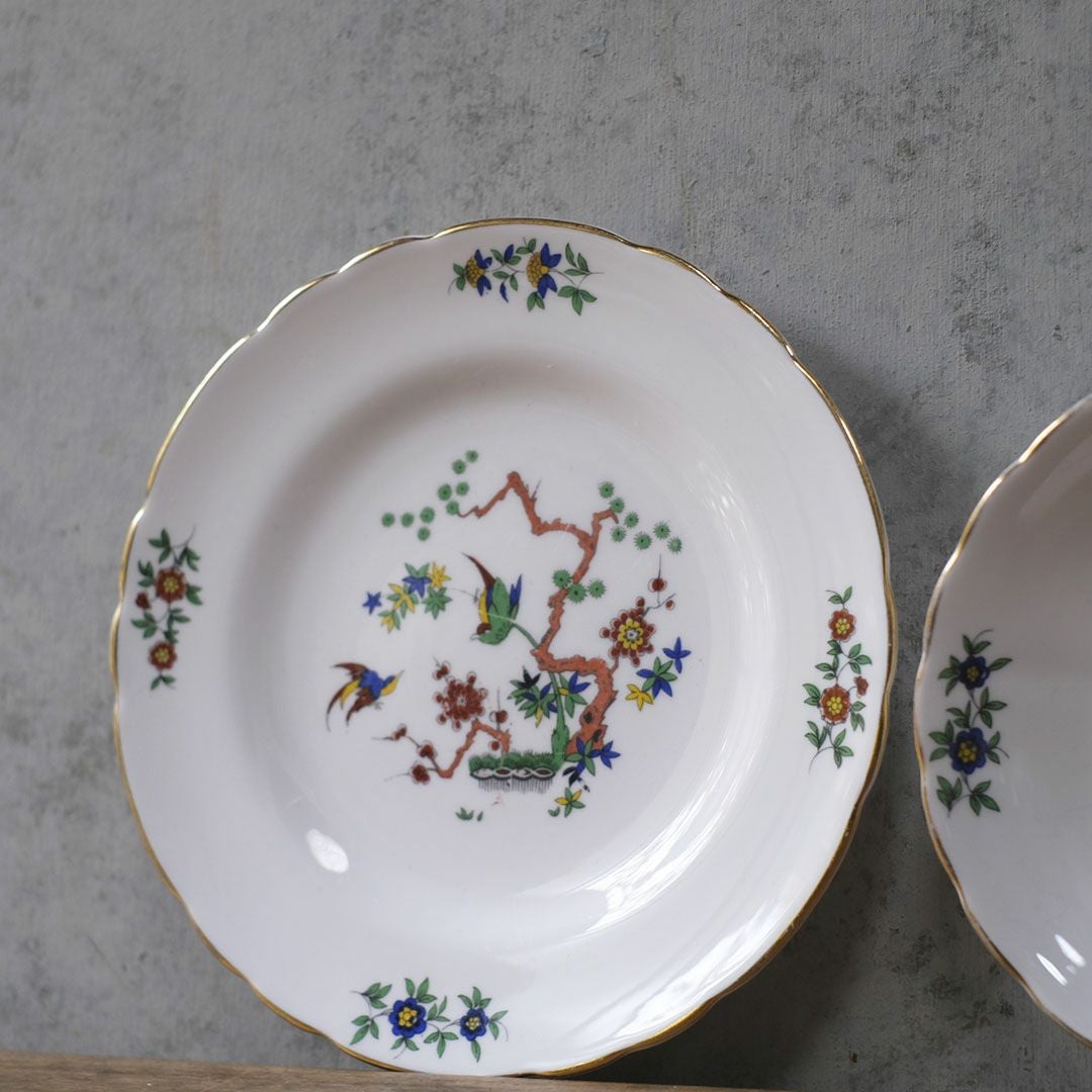 アンティークティーセット 英国タスカン 花鳥柄 ボーンチャイナ