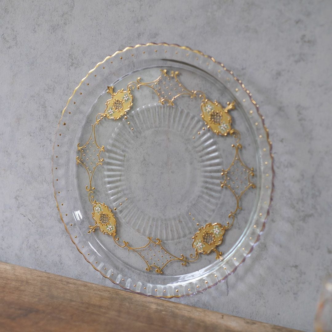 ヴィンテージガラストレイ エナメル装飾 フランス3