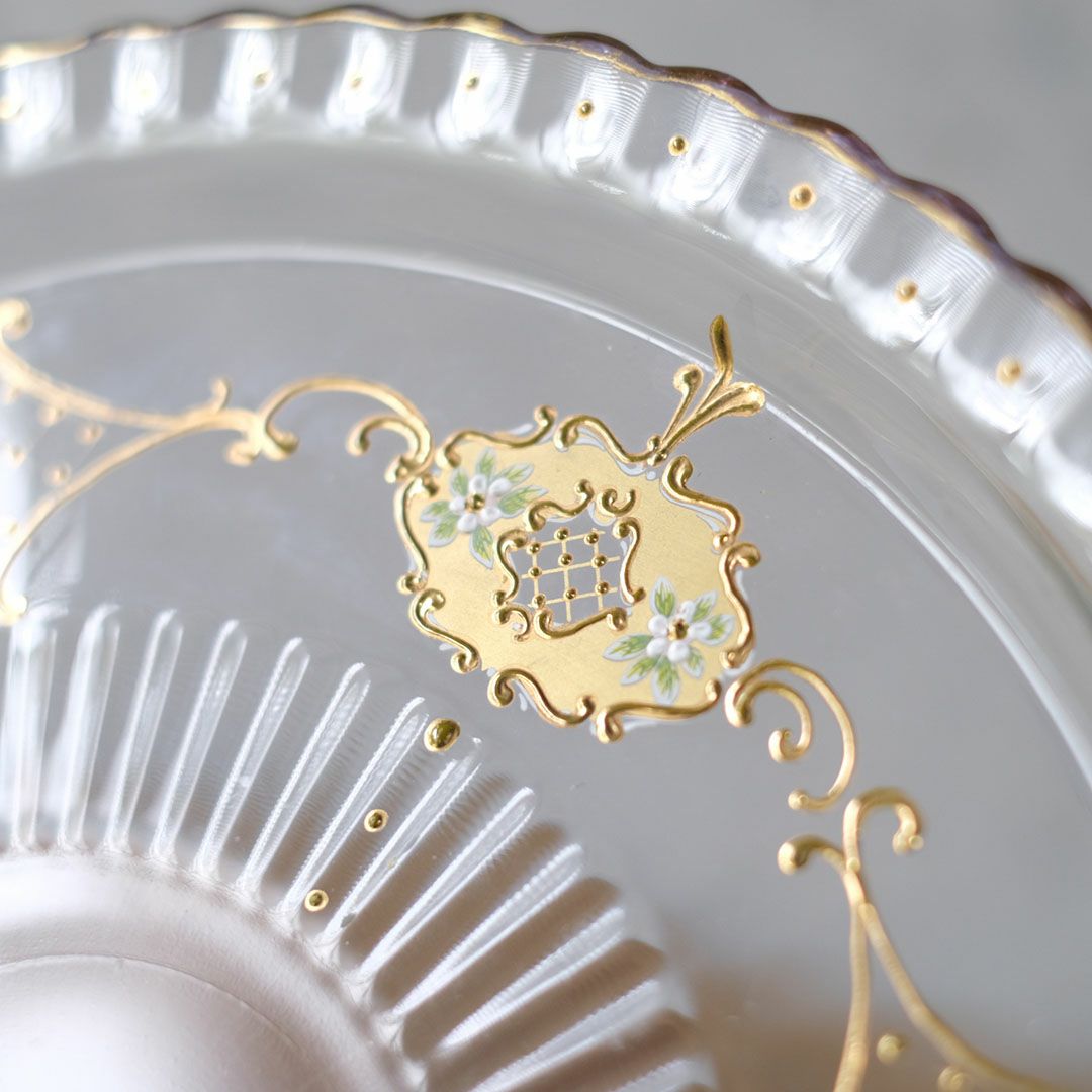 ヴィンテージガラストレイ エナメル装飾 フランス5