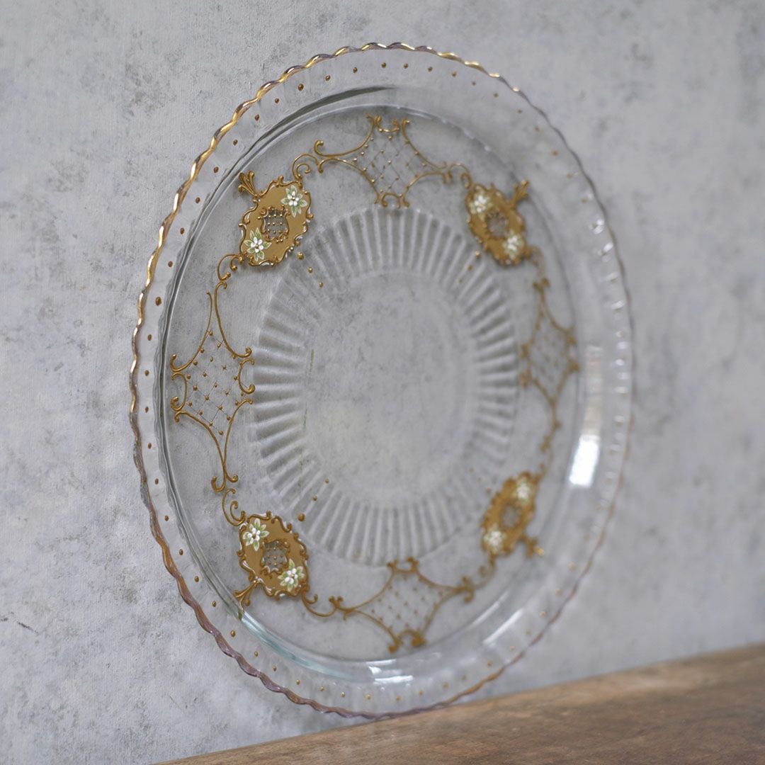 ヴィンテージガラストレイ エナメル装飾 フランス6