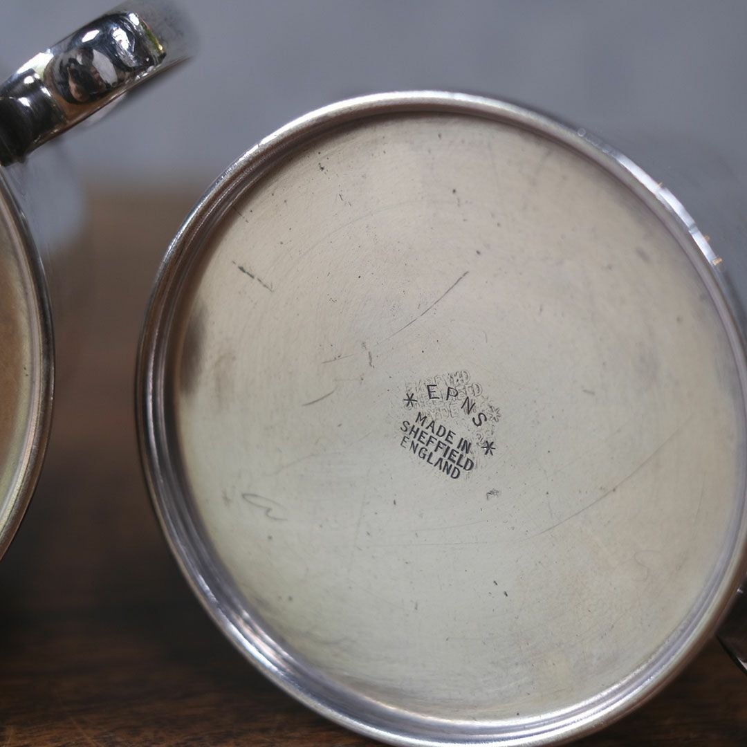 アンティークミルクジャグ&シュガーボウル セット シルバープレート 銀メッキ イギリス6