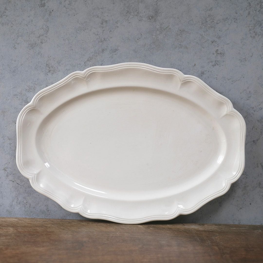 アンティーク皿 オードブル大皿 フラワーリムプレート 白 花リム皿 アンティーク食器1