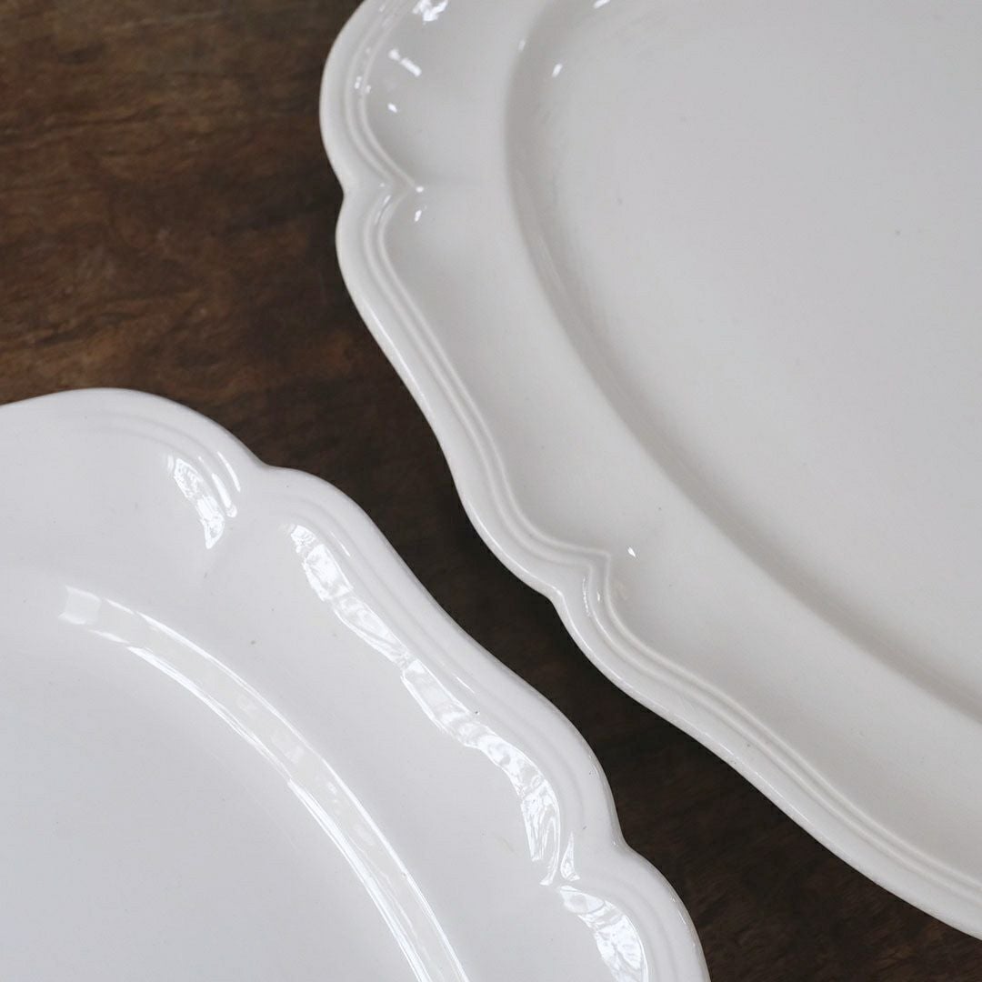 アンティーク皿 オードブル大皿 フラワーリムプレート 白 花リム皿 アンティーク食器8