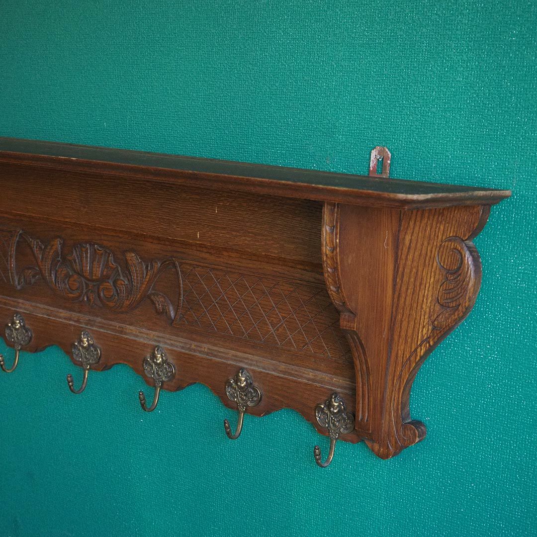 アンティークウォールシェルフ フックボード 彫り装飾 フランス アンティーク家具6