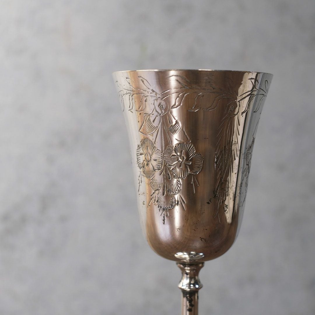 アンティークワイングラス コブレット エーヴィング装飾 シルバープレート 銀メッキ イギリス3