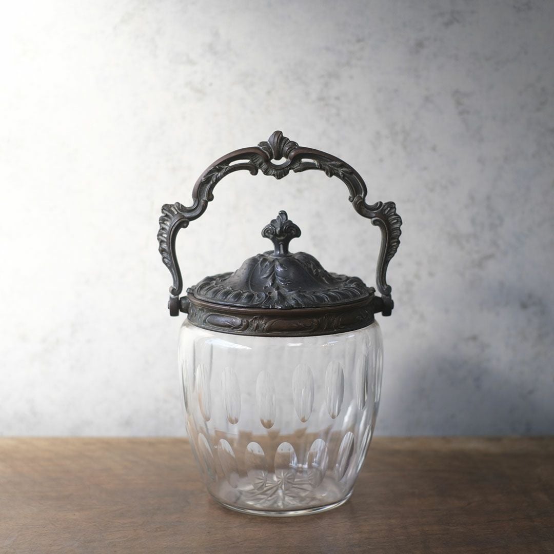 アンティークガラスポット 砂糖入れ ガラス ロココ様式 フランス3