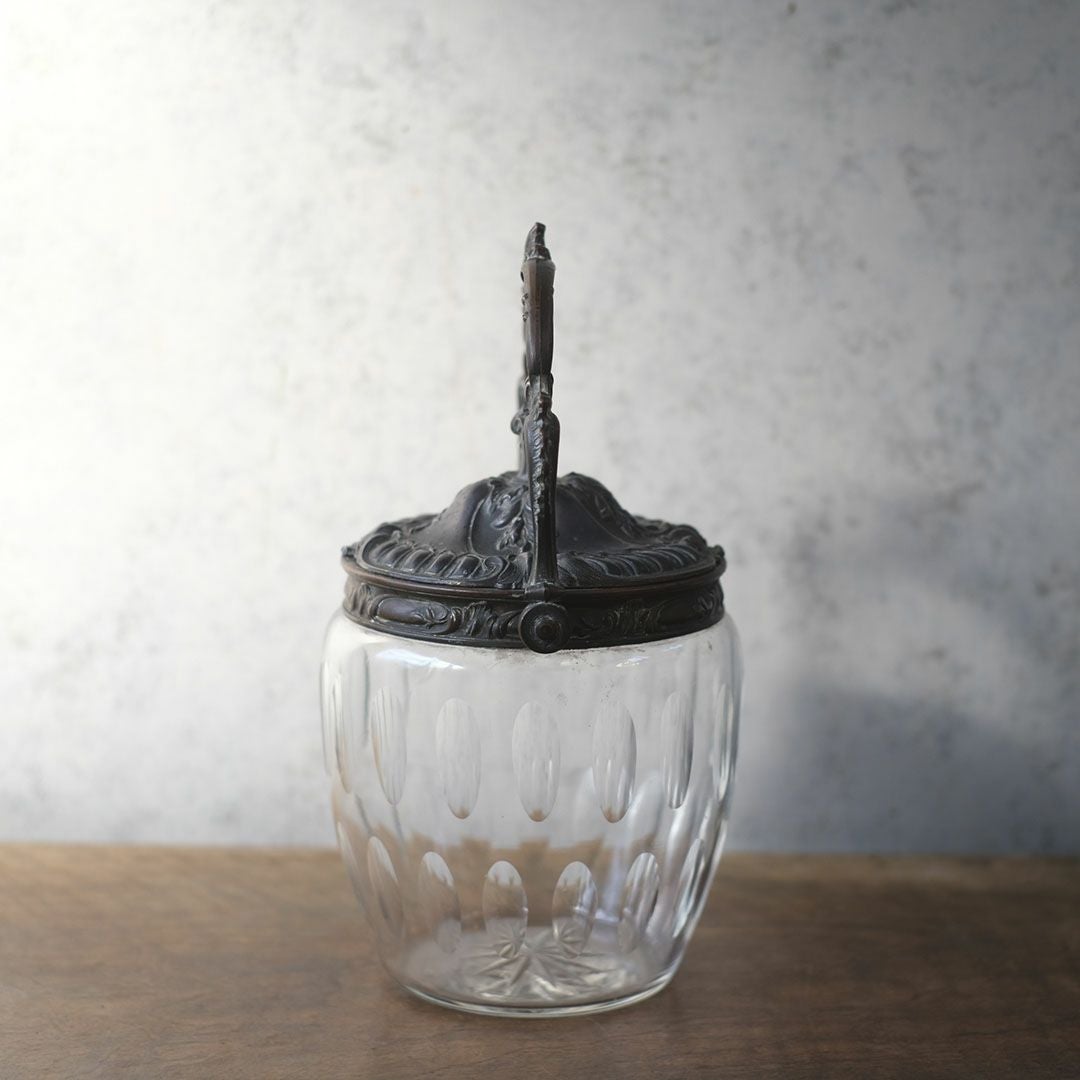 アンティークガラスポット 砂糖入れ ガラス ロココ様式 フランス4